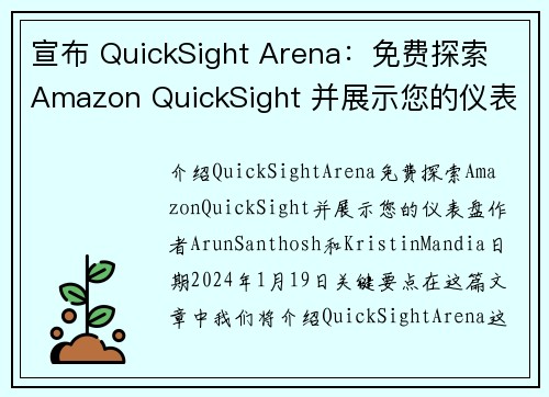 宣布 QuickSight Arena：免费探索 Amazon QuickSight 并展示您的仪表